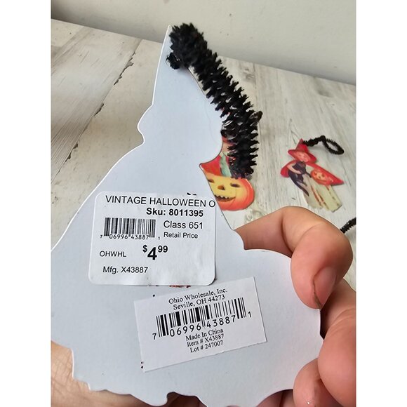 Ohio vintage Halloween witch pumpkin glitter ornament decor cat Bethany low styl - Picture 4 of 7